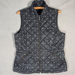 Talbots Quilted Vest Women's Size M Puffer Full Zip Polka Dot Puffer Heritage‎